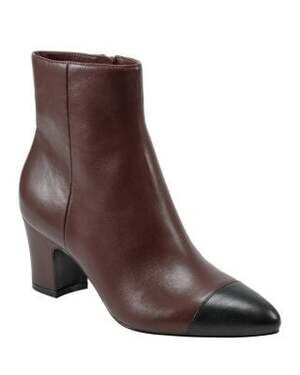 Burgundy Leather Ankle Boots with Black Toe Cap